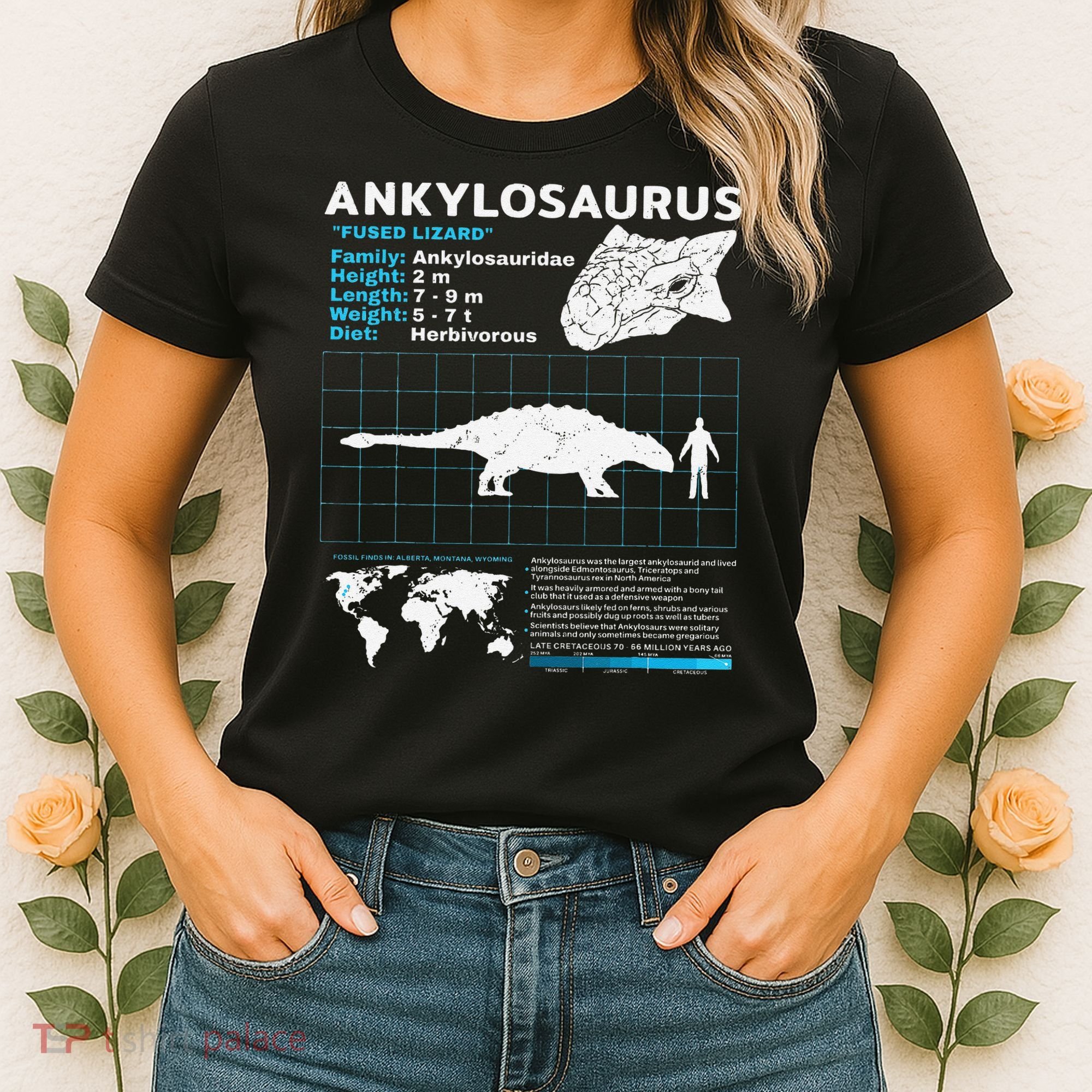 Ankylosaurus fact sheet Dinosaur Facts Gift Women's T-Shirt
