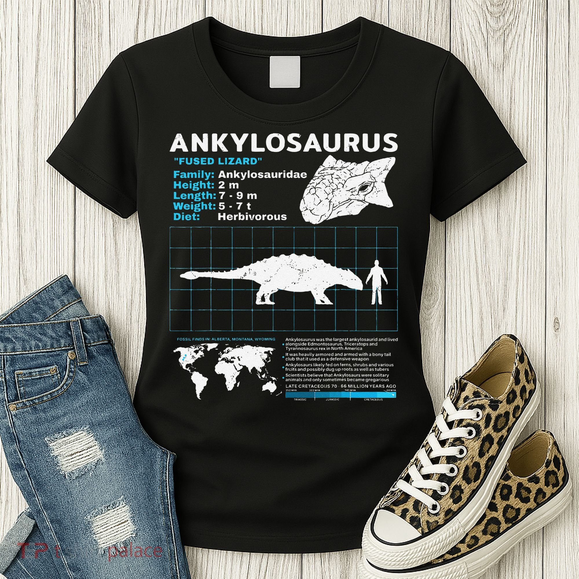 Ankylosaurus fact sheet Dinosaur Facts Gift Women's T-Shirt