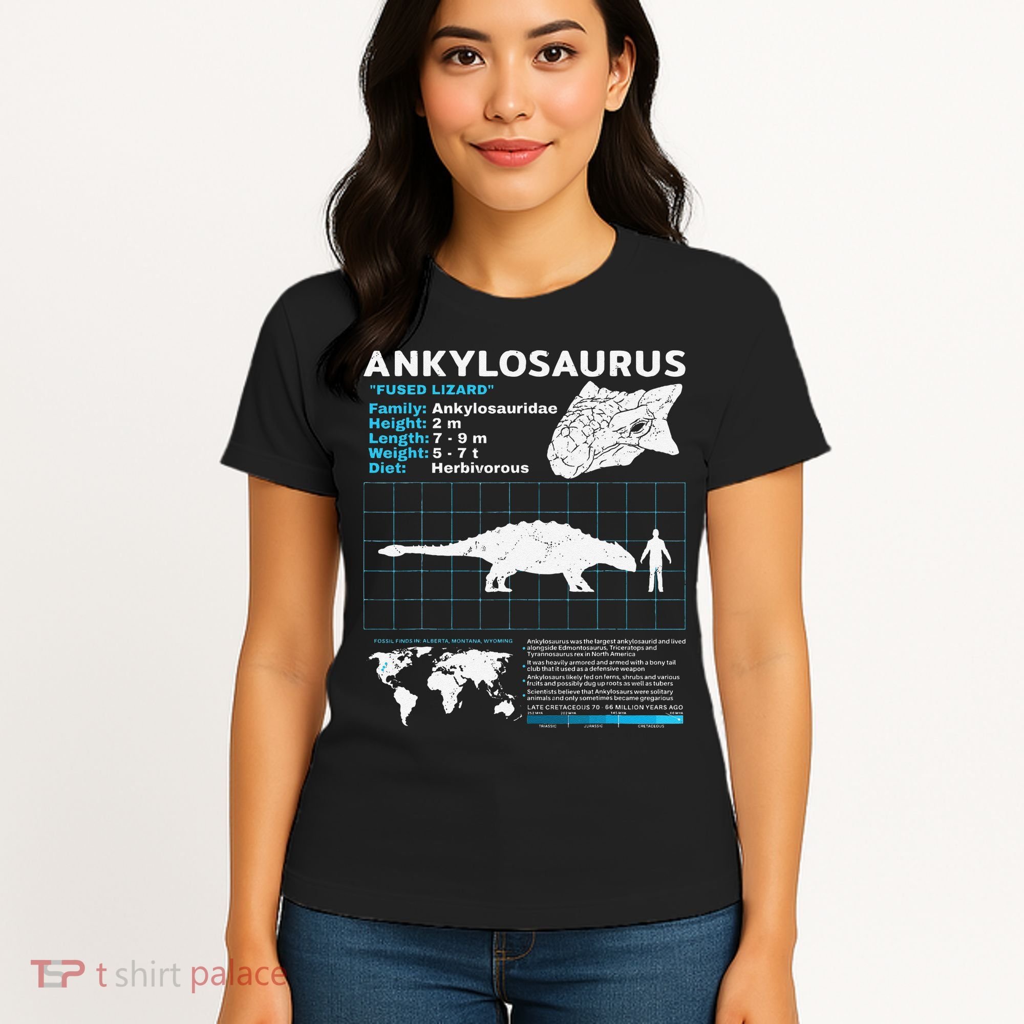 Ankylosaurus fact sheet Dinosaur Facts Gift Women's T-Shirt