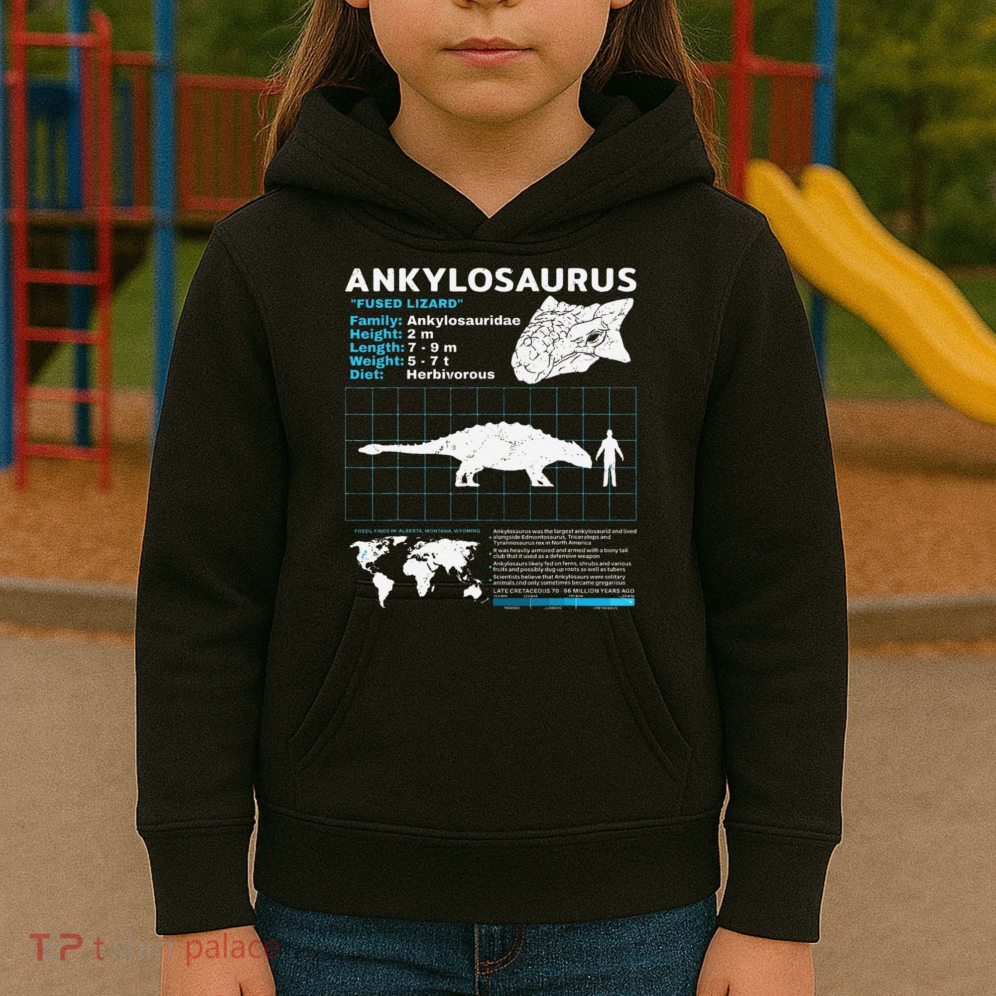 Ankylosaurus fact sheet Dinosaur Facts Gift Kids Hoodie