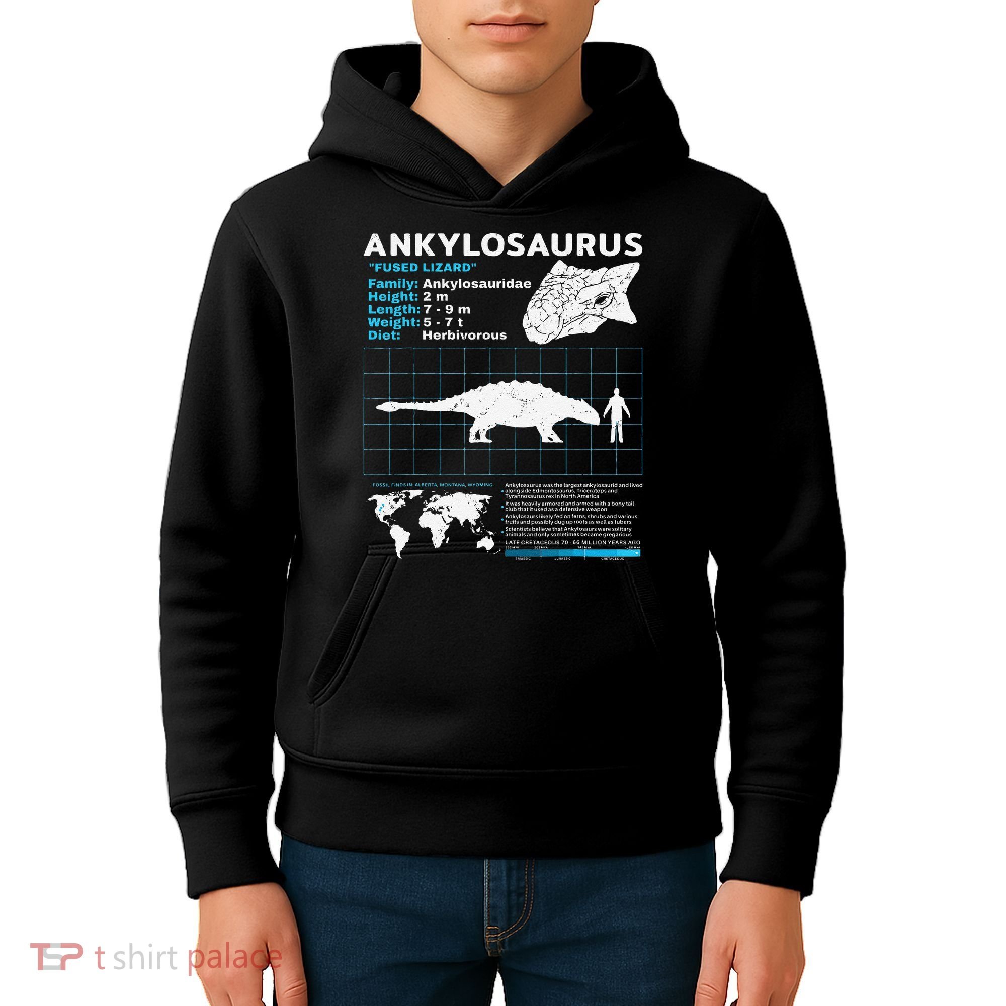 Ankylosaurus fact sheet Dinosaur Facts Gift Kids Hoodie