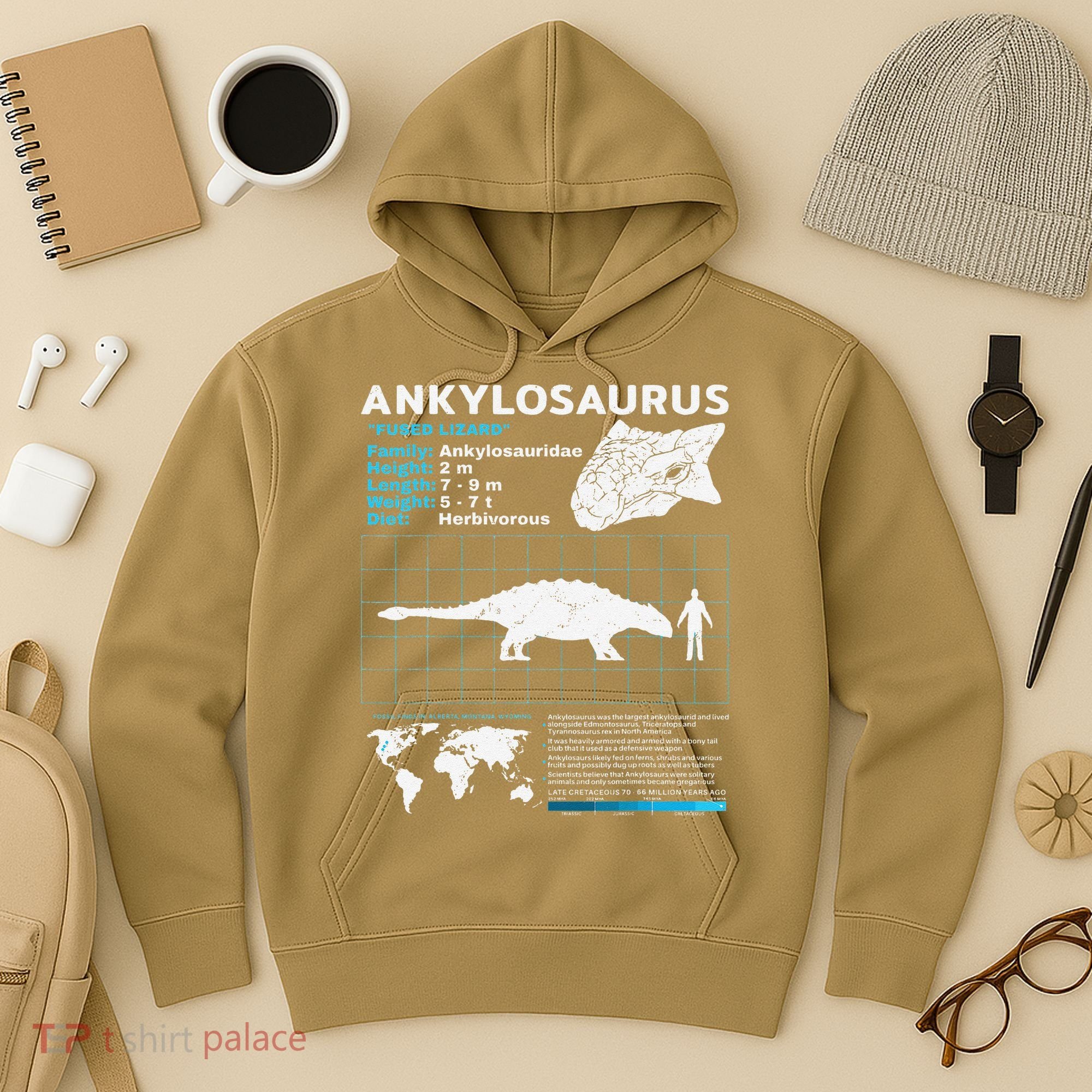 Ankylosaurus fact sheet Dinosaur Facts Gift Hoodie