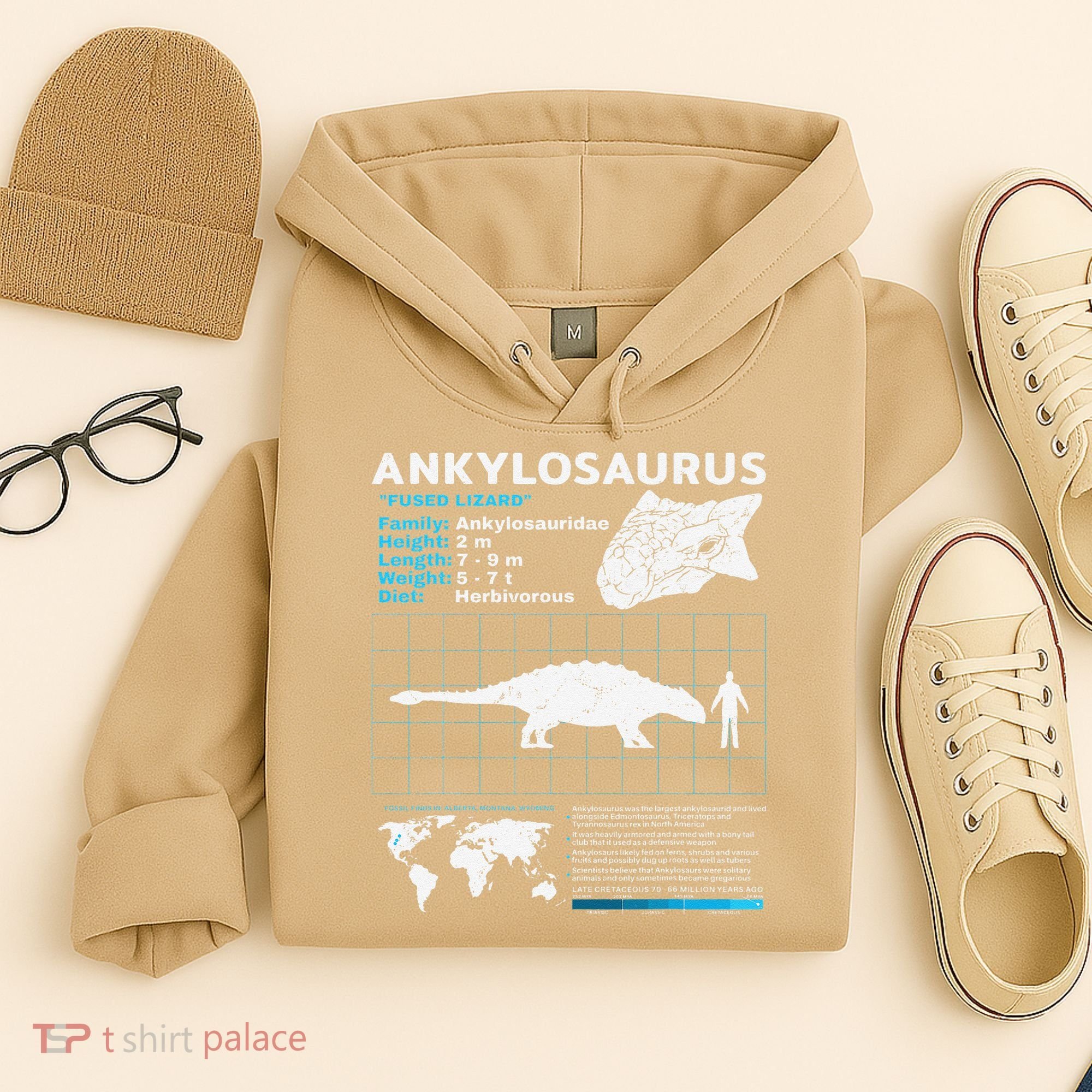 Ankylosaurus fact sheet Dinosaur Facts Gift Hoodie