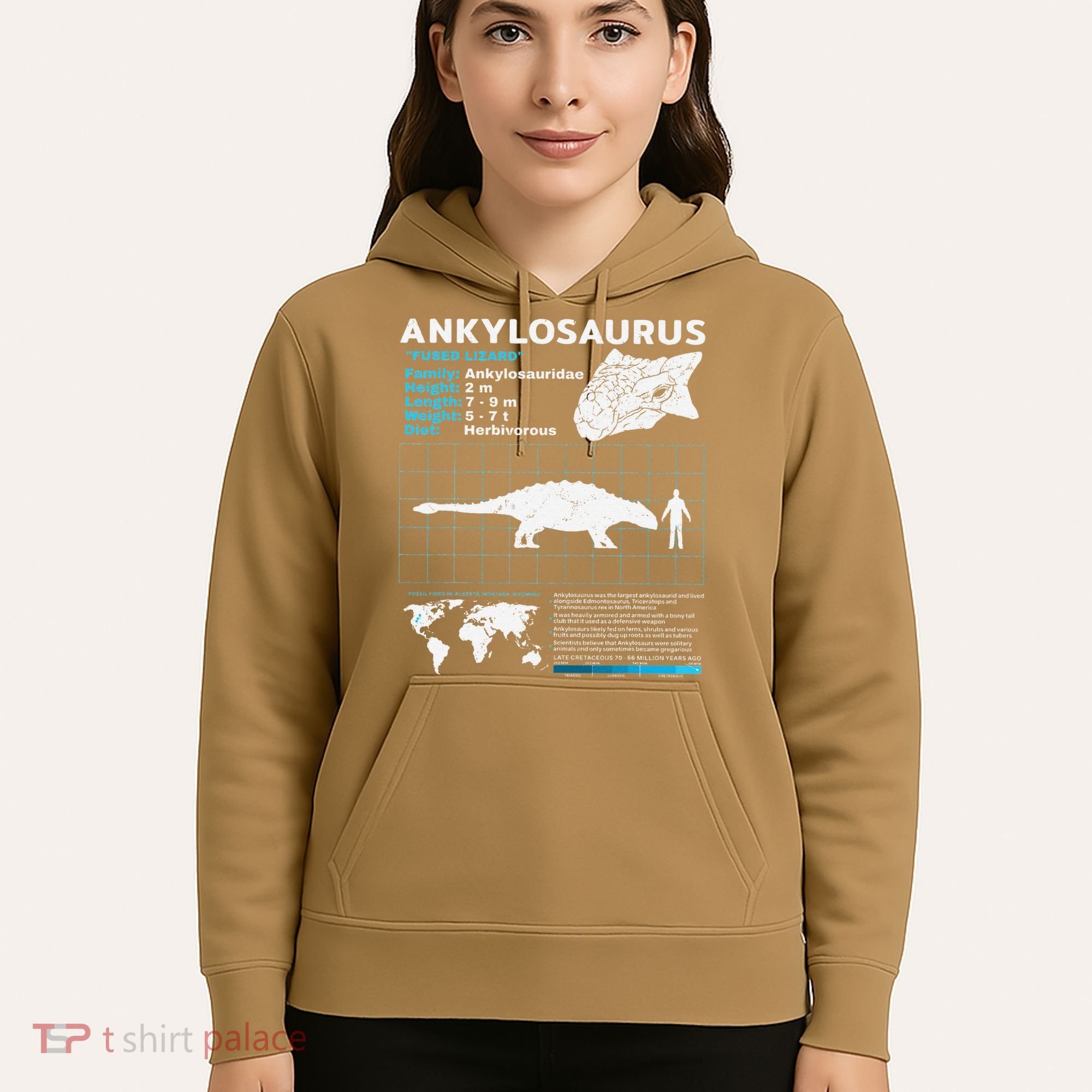 Ankylosaurus fact sheet Dinosaur Facts Gift Hoodie
