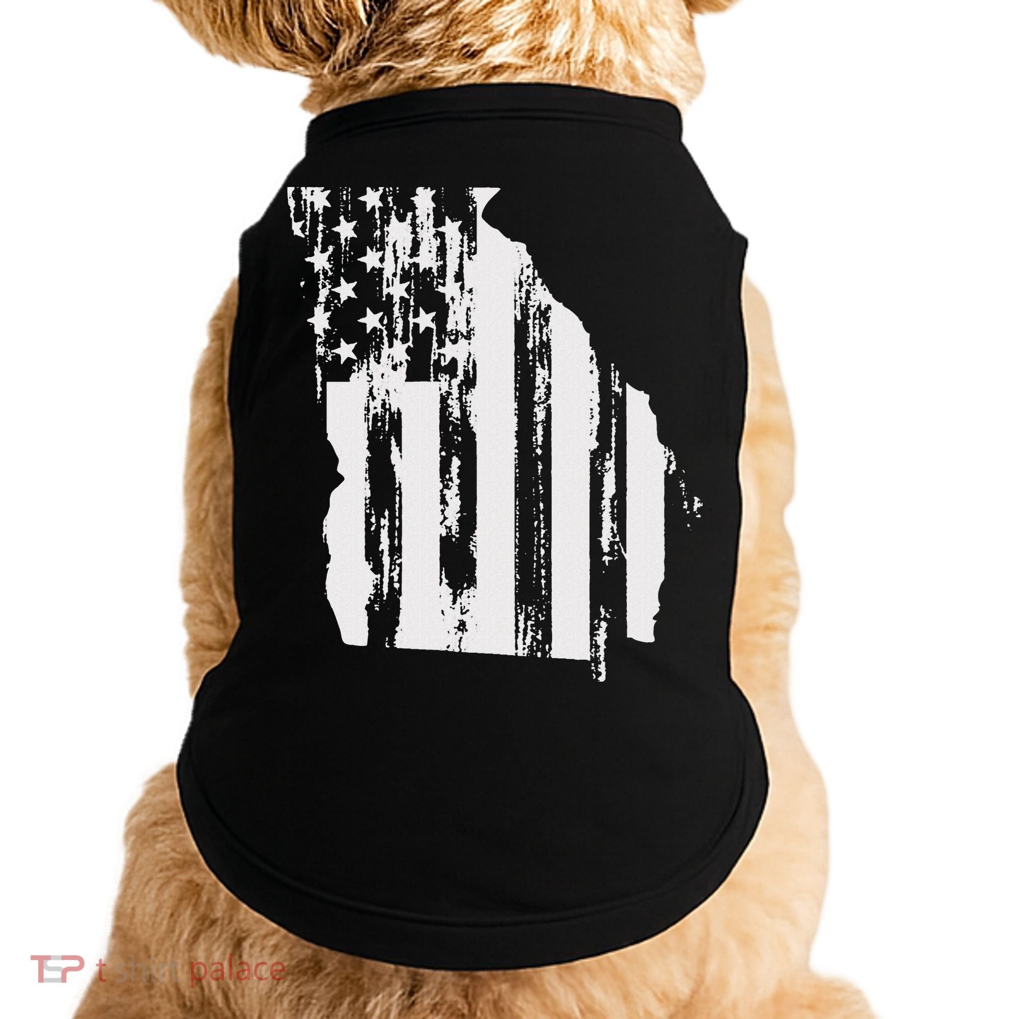 American Flag State Of Georgia Distressed Patriotic Doggie Tank