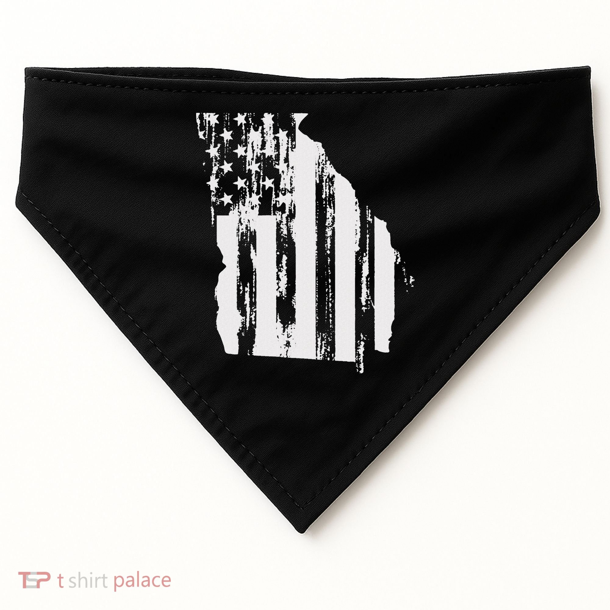 American Flag State Of Georgia Distressed Patriotic USA-Made Doggie Bandana