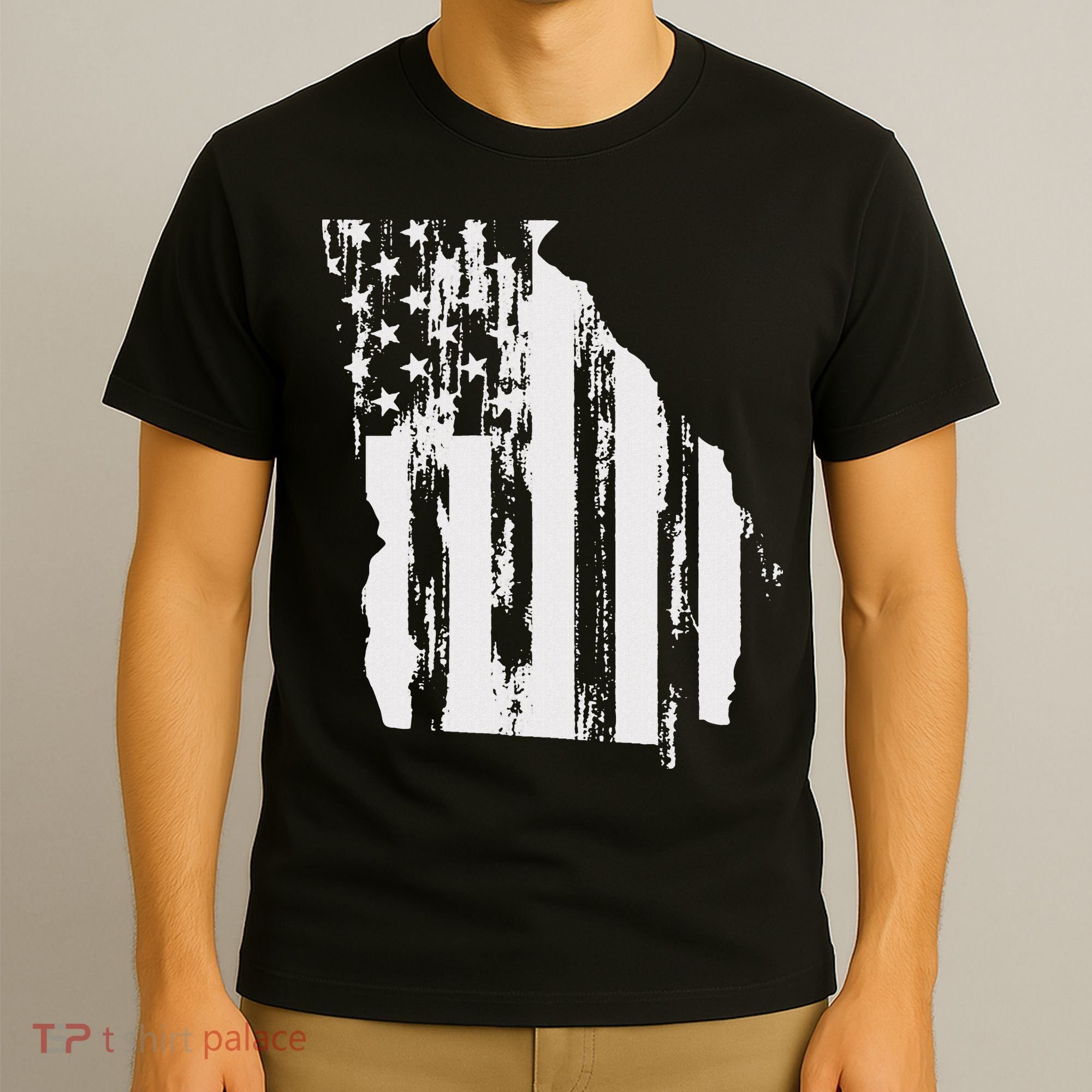American Flag State Of Georgia Distressed Patriotic T-Shirt