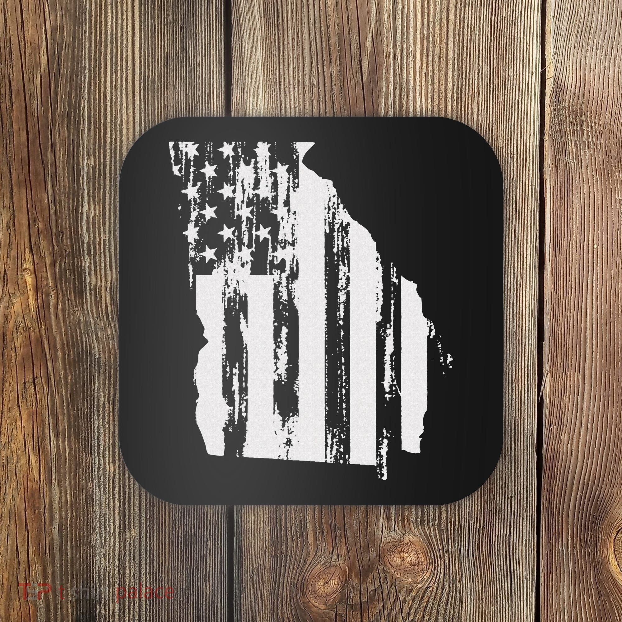 American Flag State Of Georgia Distressed Patriotic Coaster