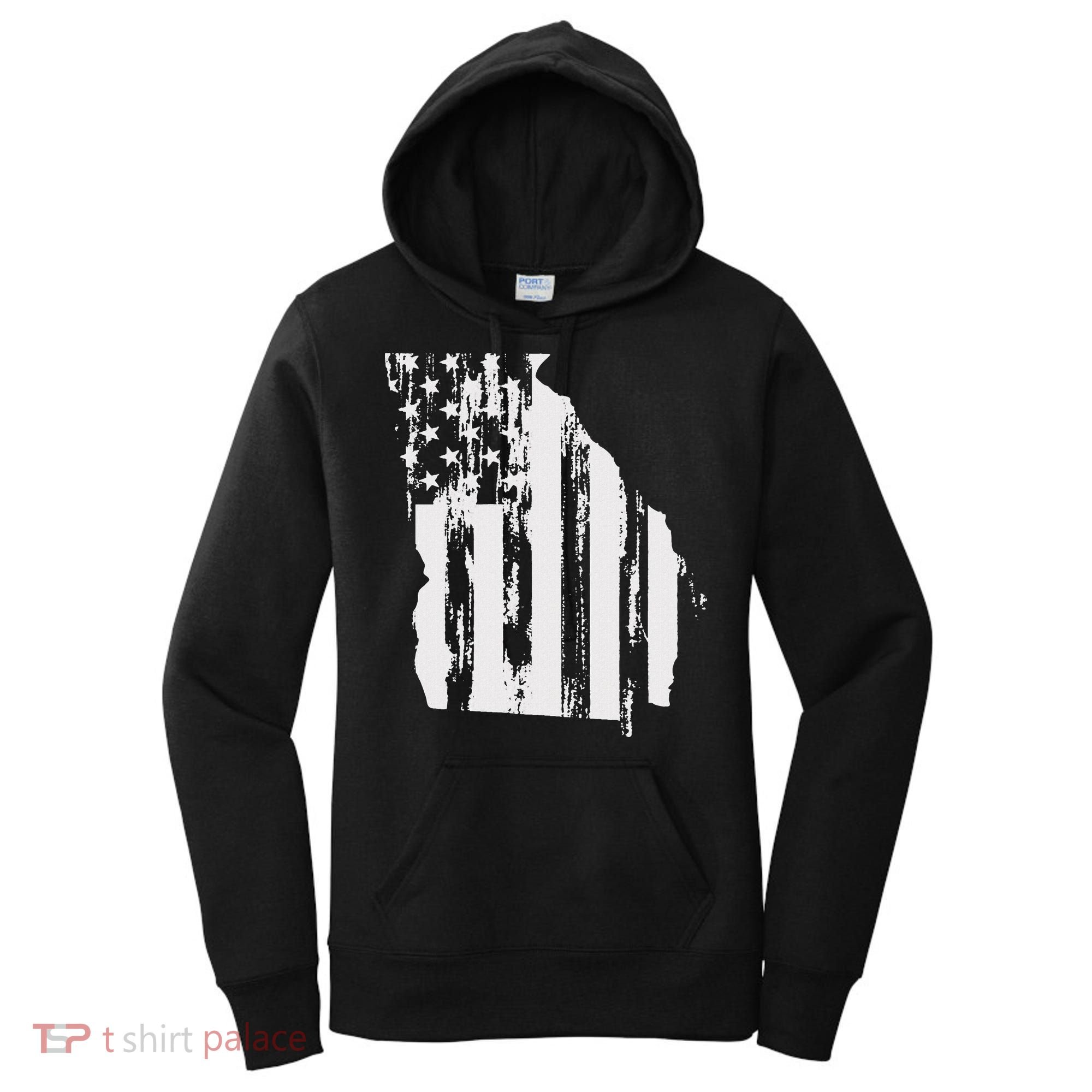 American Flag State Of Georgia Distressed Patriotic Women's Hoodie