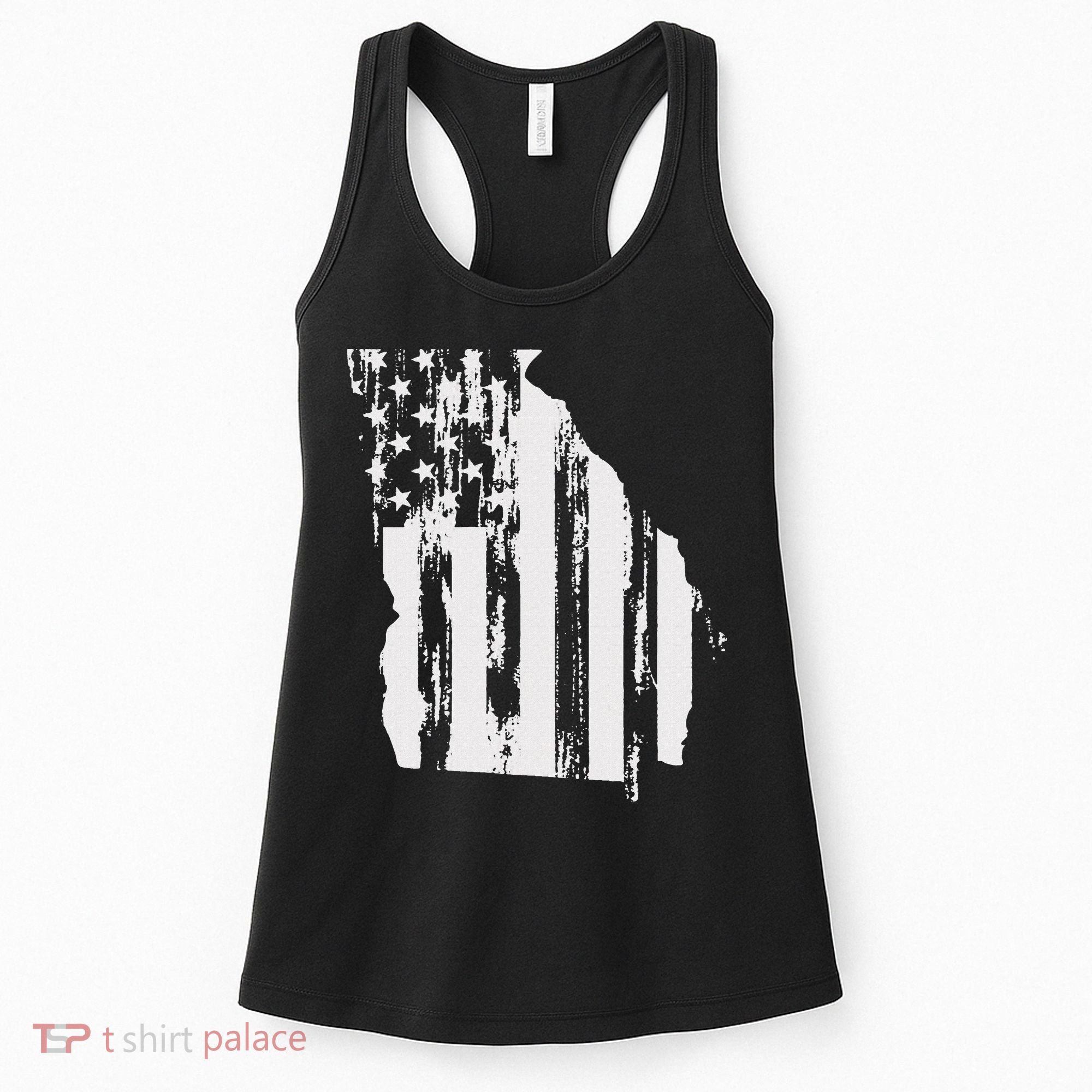 American Flag State Of Georgia Distressed Patriotic Women's Tank Top