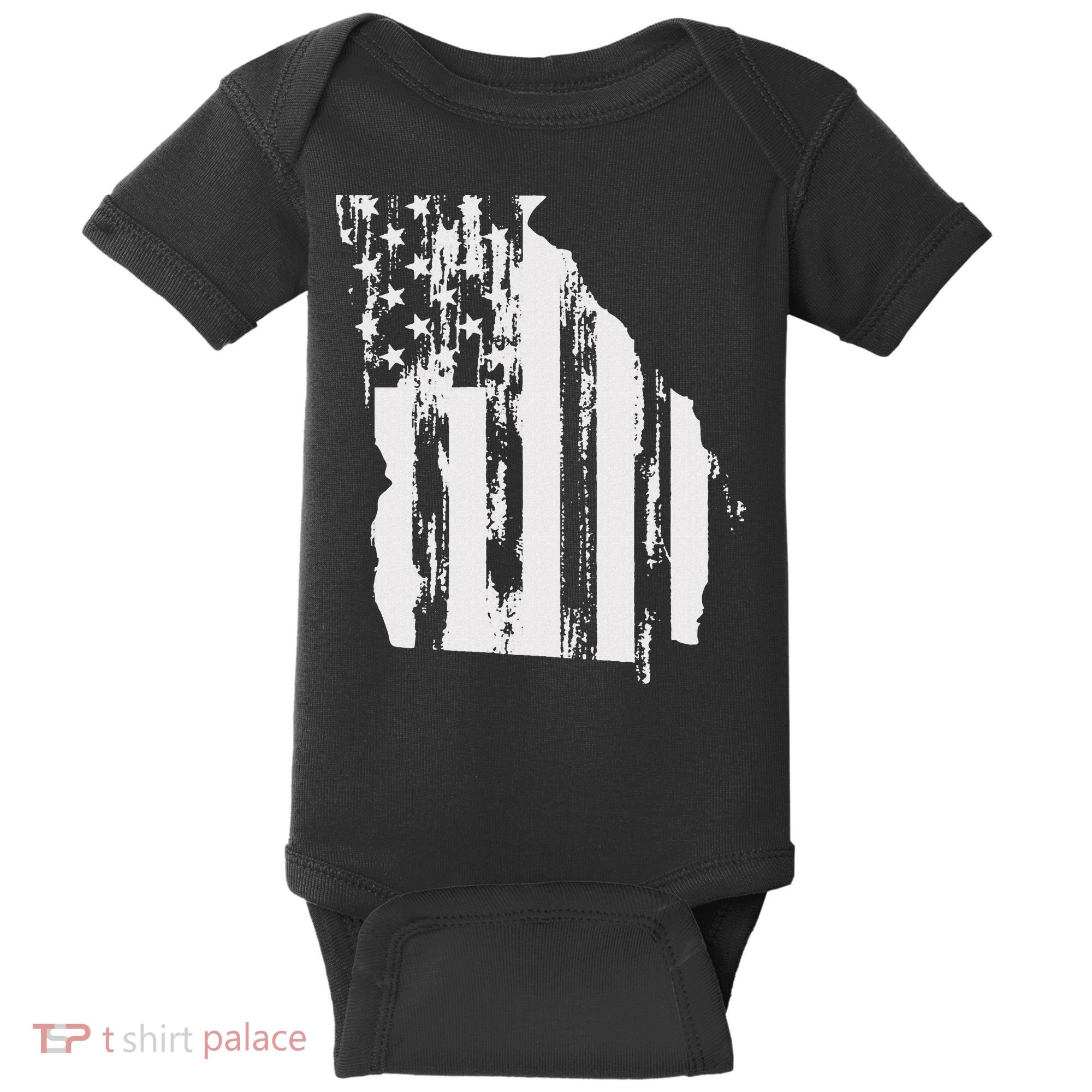 American Flag State Of Georgia Distressed Patriotic Baby Bodysuit