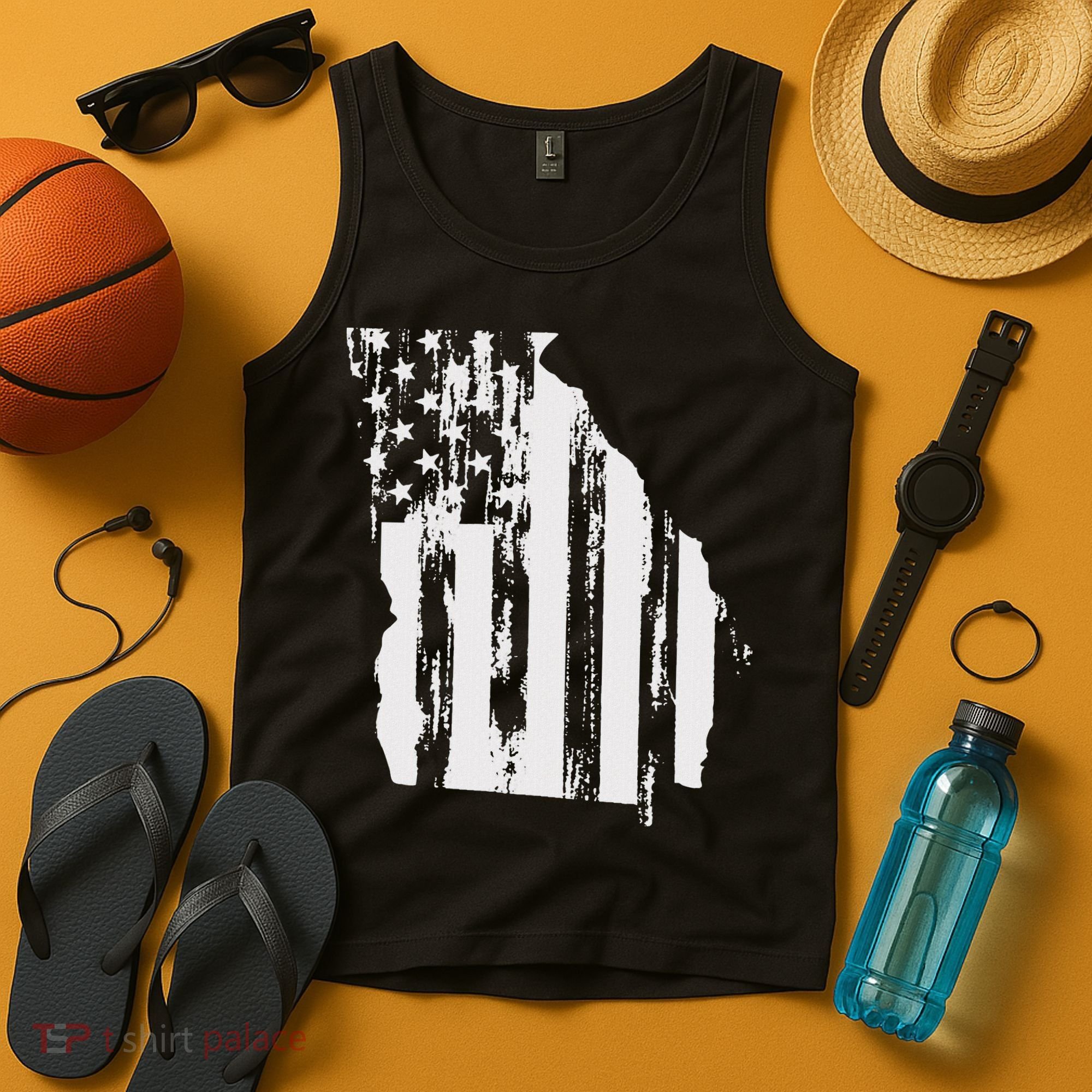 American Flag State Of Georgia Distressed Patriotic Tank Top