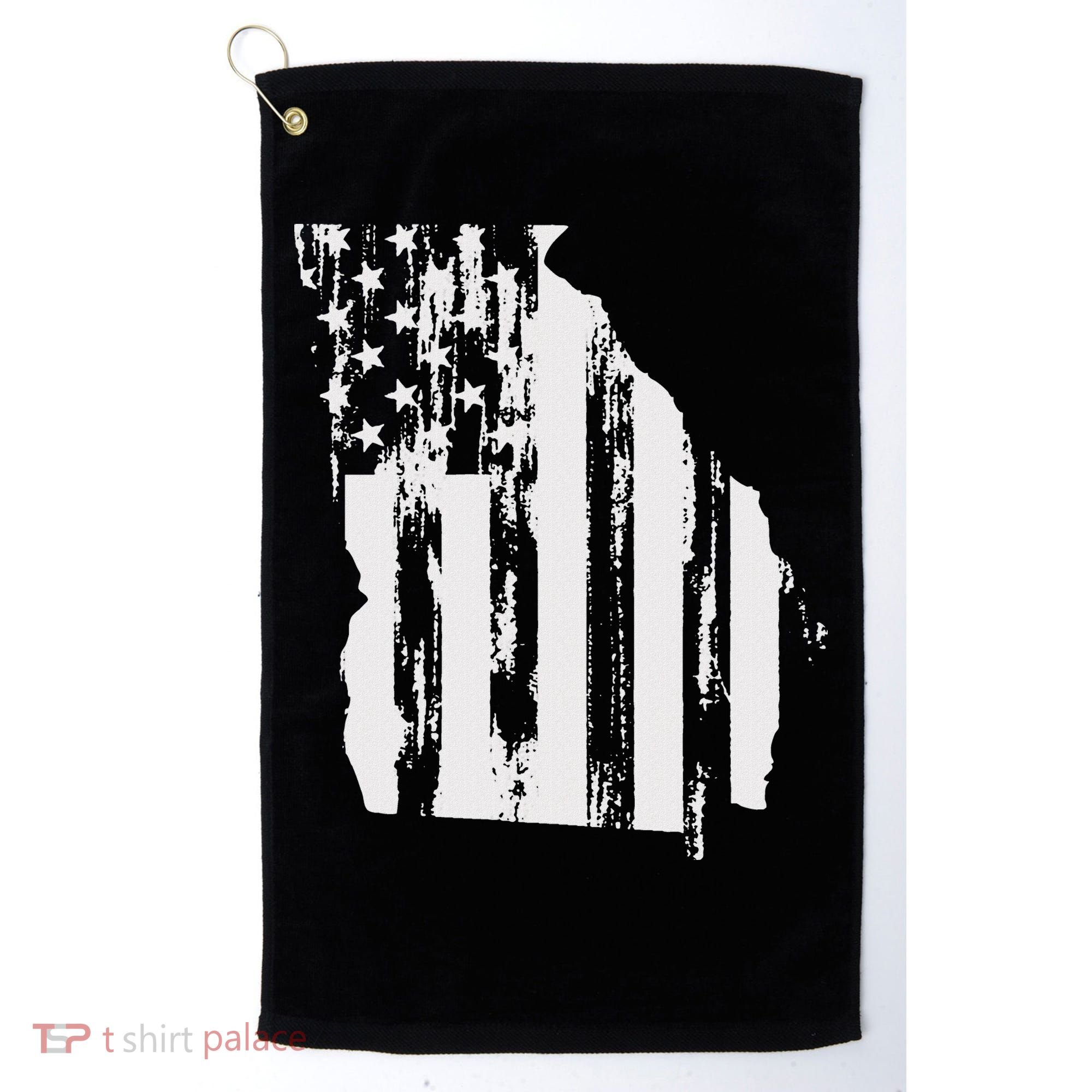 American Flag State Of Georgia Distressed Patriotic Golf Towel