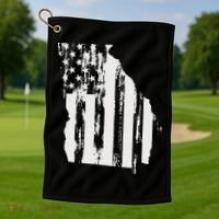 American Flag State Of Georgia Distressed Patriotic Golf Towel thumb 1