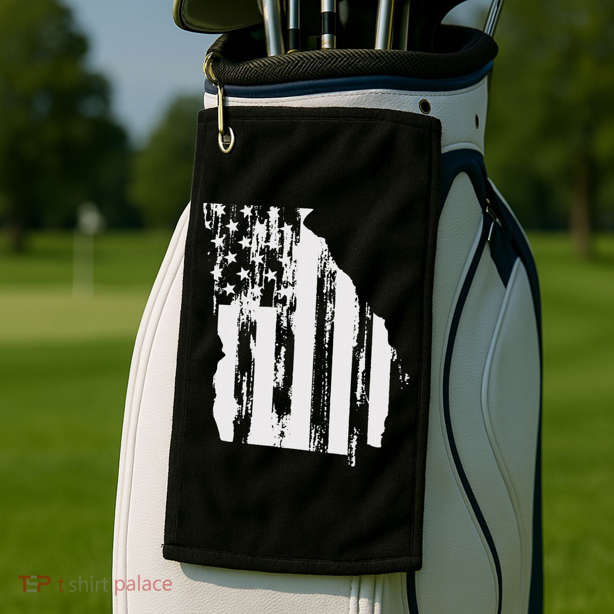 American Flag State Of Georgia Distressed Patriotic Golf Towel