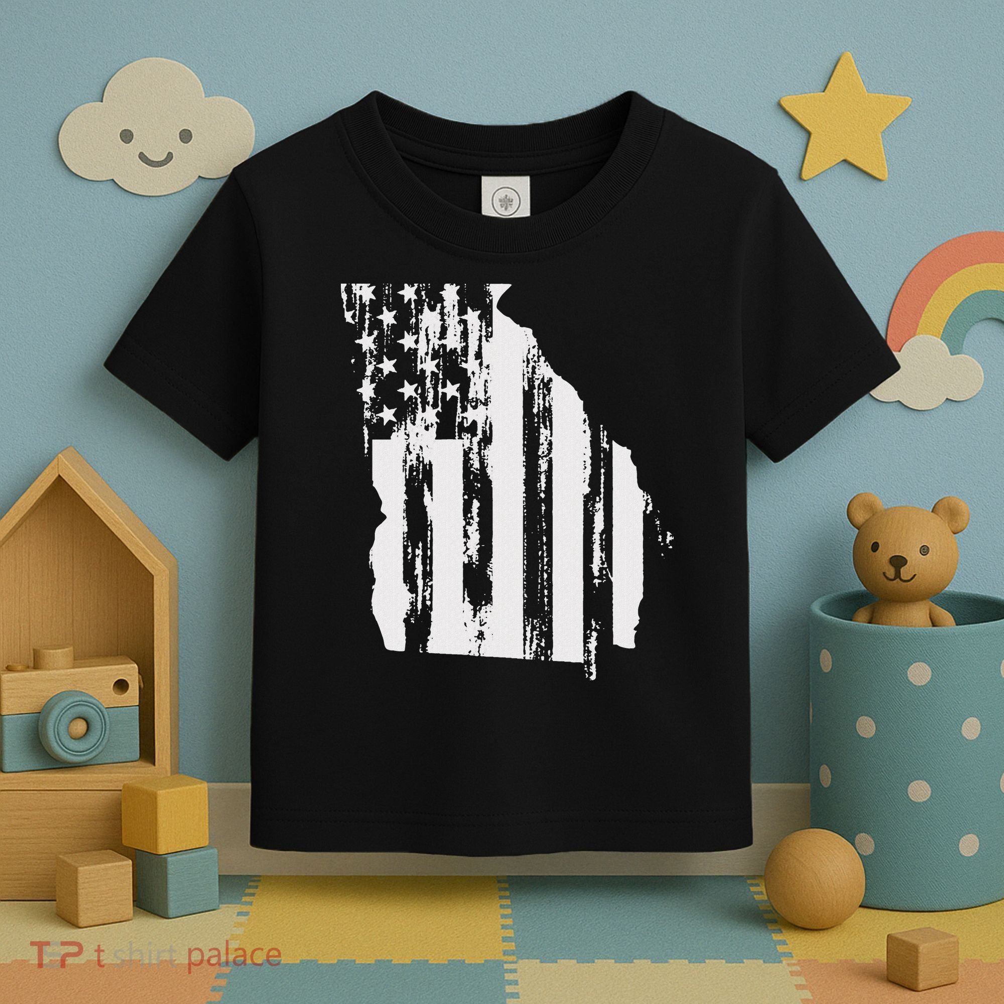 American Flag State Of Georgia Distressed Patriotic Toddler T-Shirt
