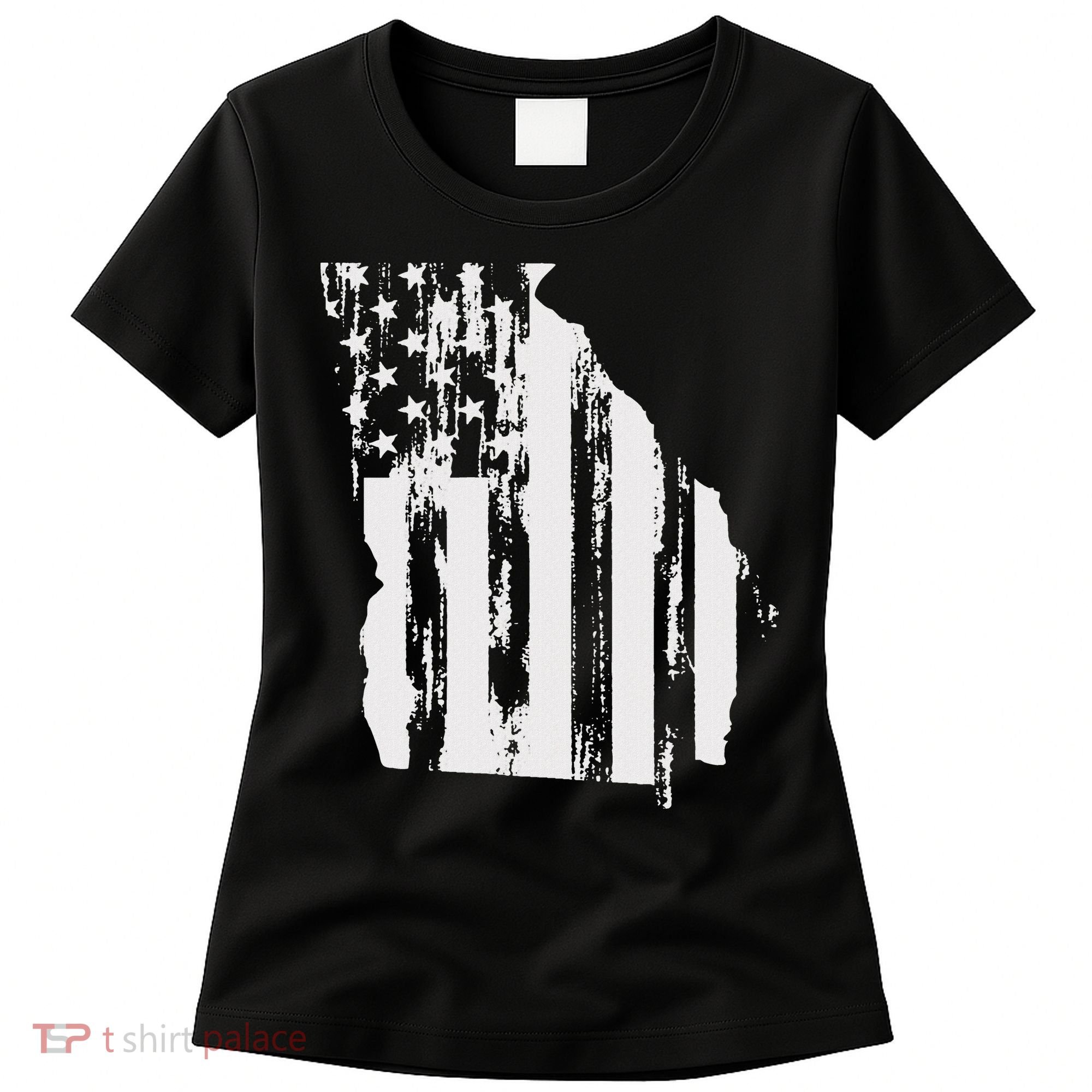 American Flag State Of Georgia Distressed Patriotic Women's T-Shirt