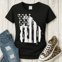 American Flag State Of Georgia Distressed Patriotic Women's T-Shirt thumb 3