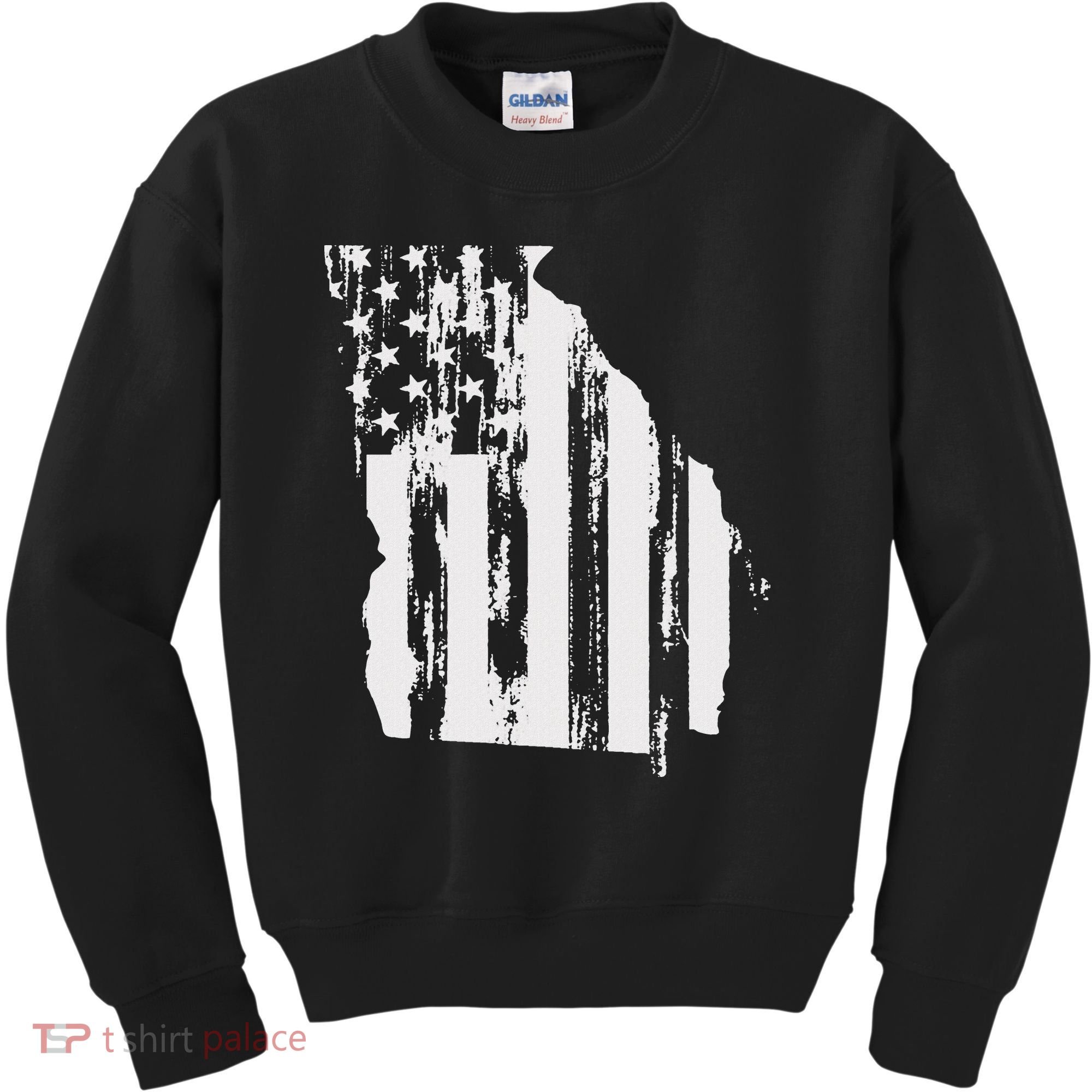 American Flag State Of Georgia Distressed Patriotic Kids Sweatshirt