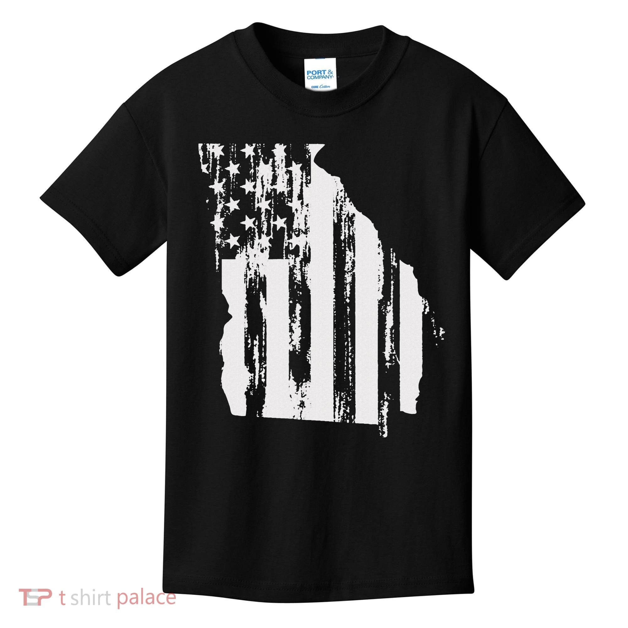 American Flag State Of Georgia Distressed Patriotic Kids T-Shirt