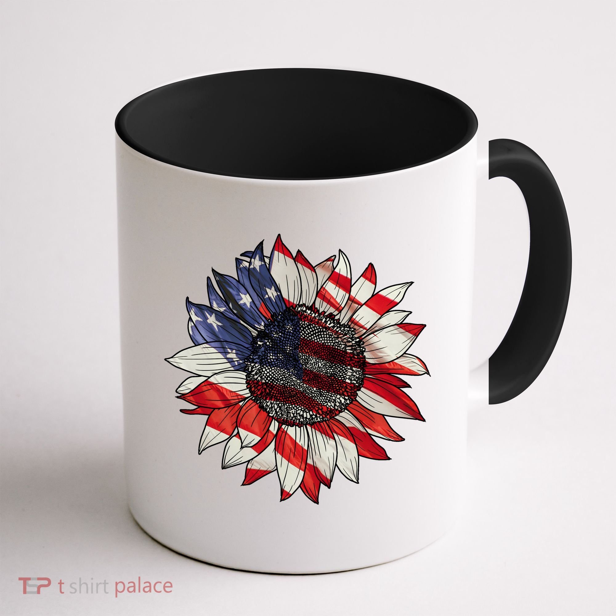 American Flag Sunflower 4th Of July Coffee Mug