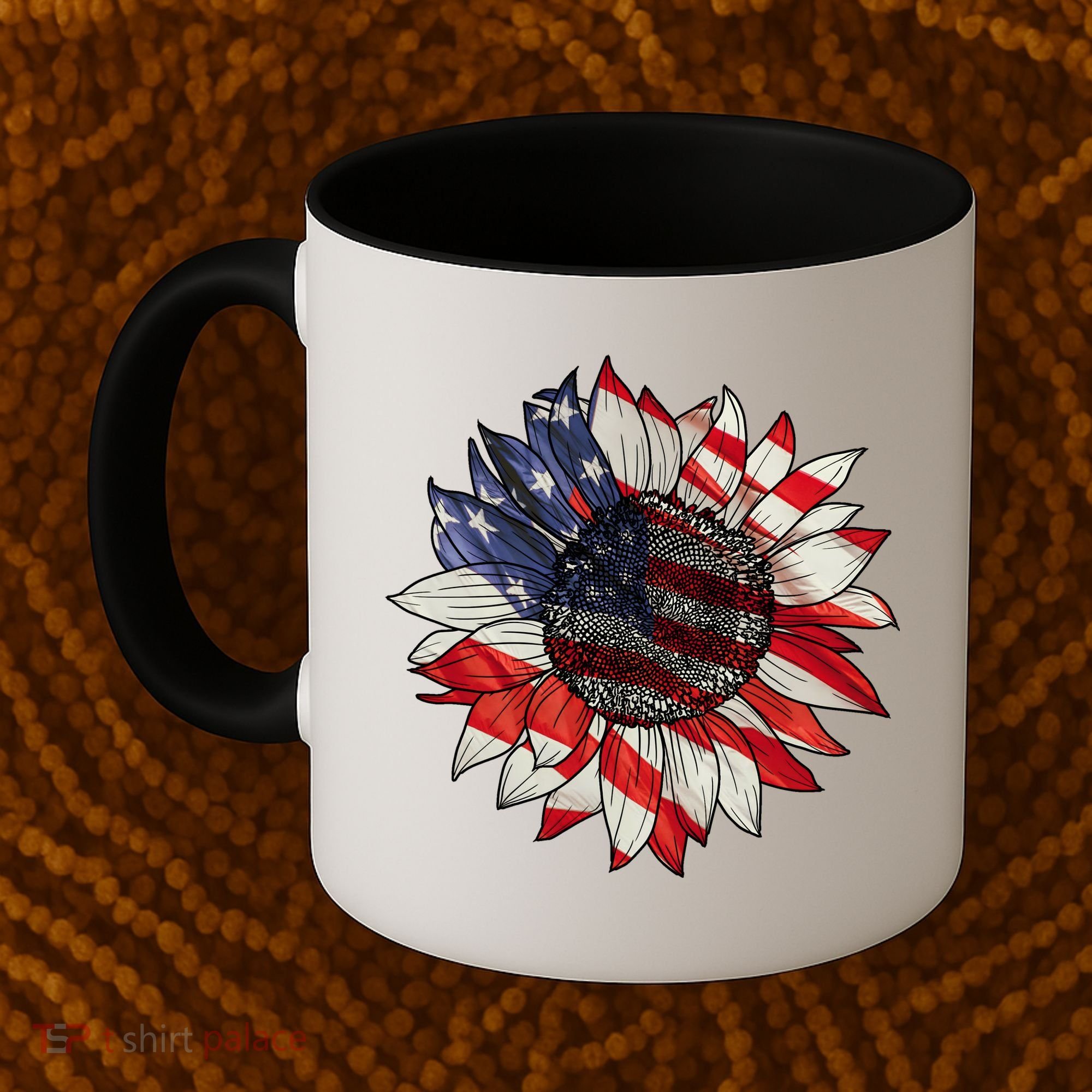 American Flag Sunflower 4th Of July Coffee Mug