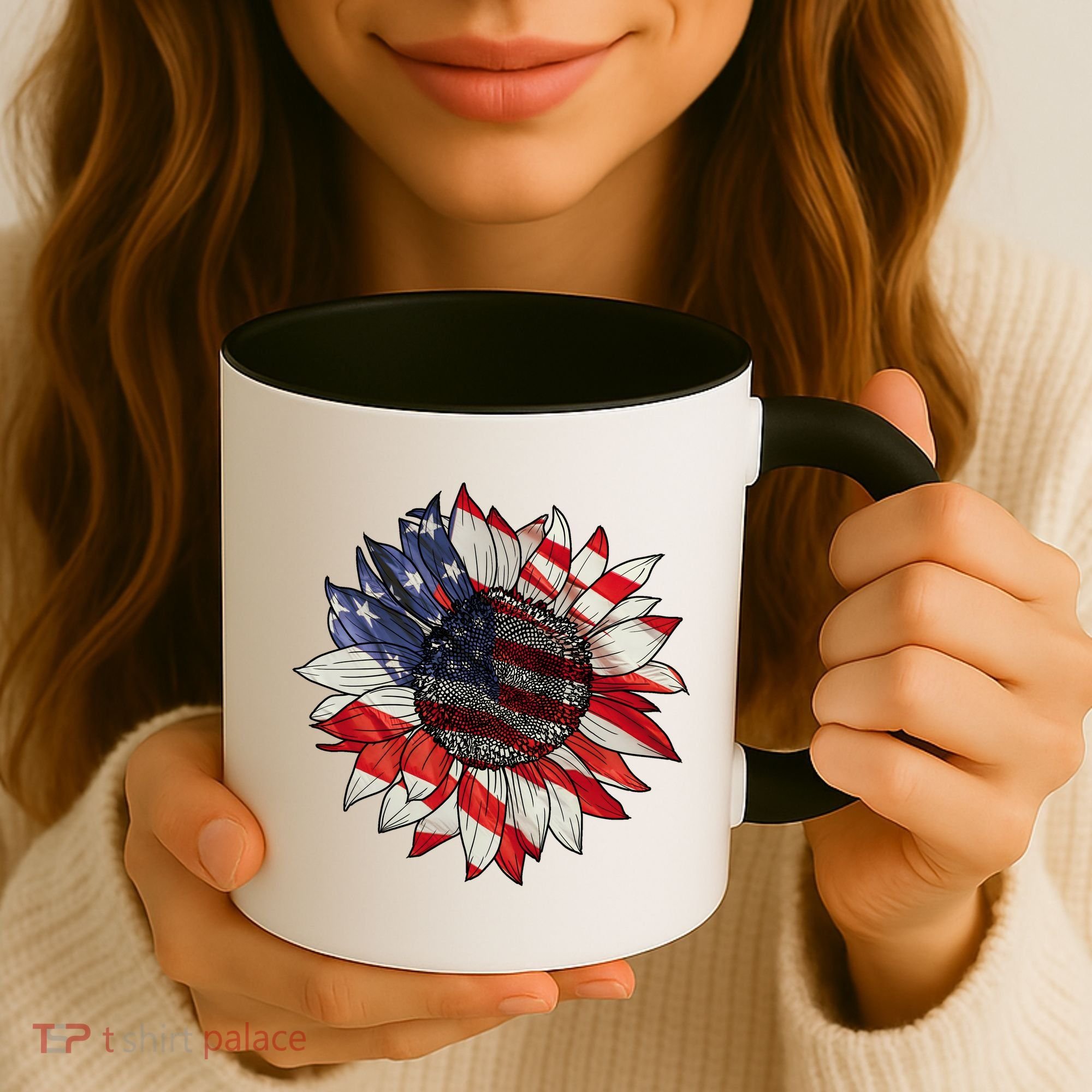 American Flag Sunflower 4th Of July Coffee Mug