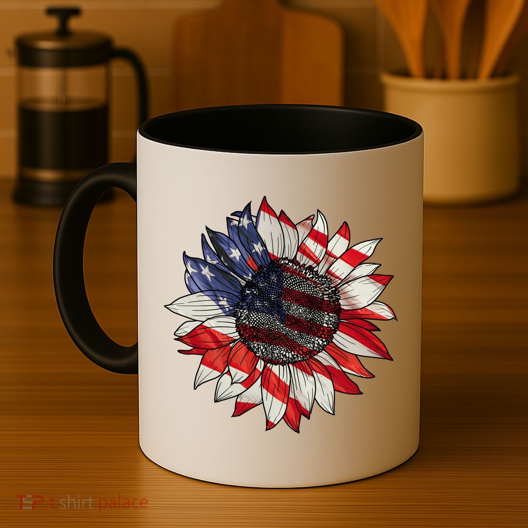 American Flag Sunflower 4th Of July Coffee Mug