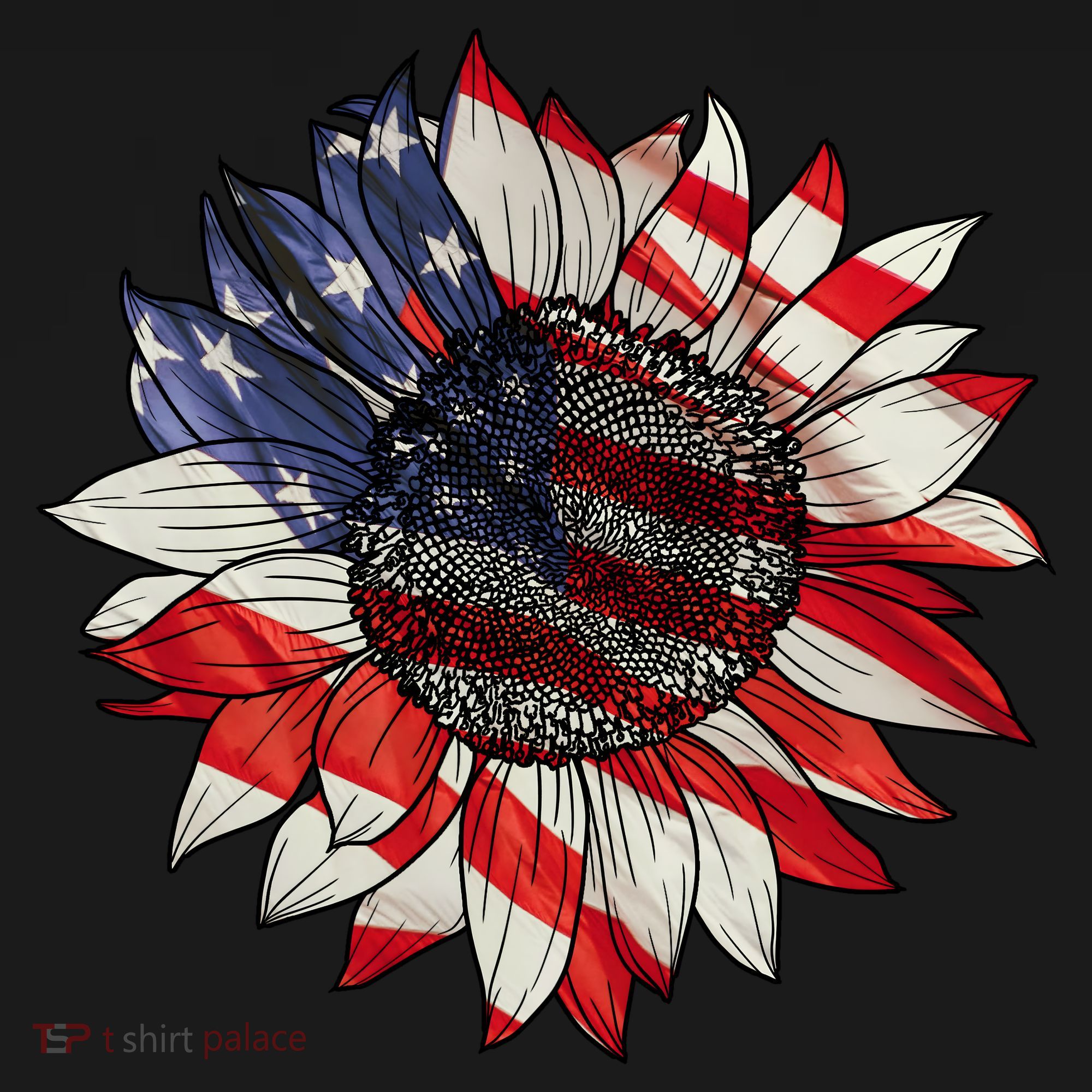 American Flag Sunflower 4th Of July Women's Hoodie