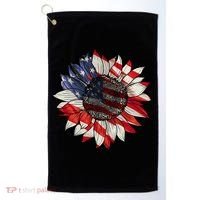 American Flag Sunflower 4th Of July Golf Towel thumb 0