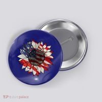 American Flag Sunflower 4th Of July Button thumb 0