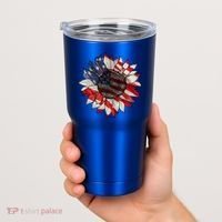 American Flag Sunflower 4th Of July Tumbler thumb 2