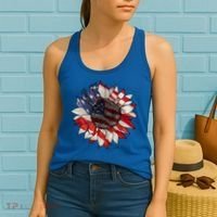 American Flag Sunflower 4th Of July Women's Tank Top thumb 2