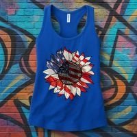 American Flag Sunflower 4th Of July Women's Tank Top thumb 3