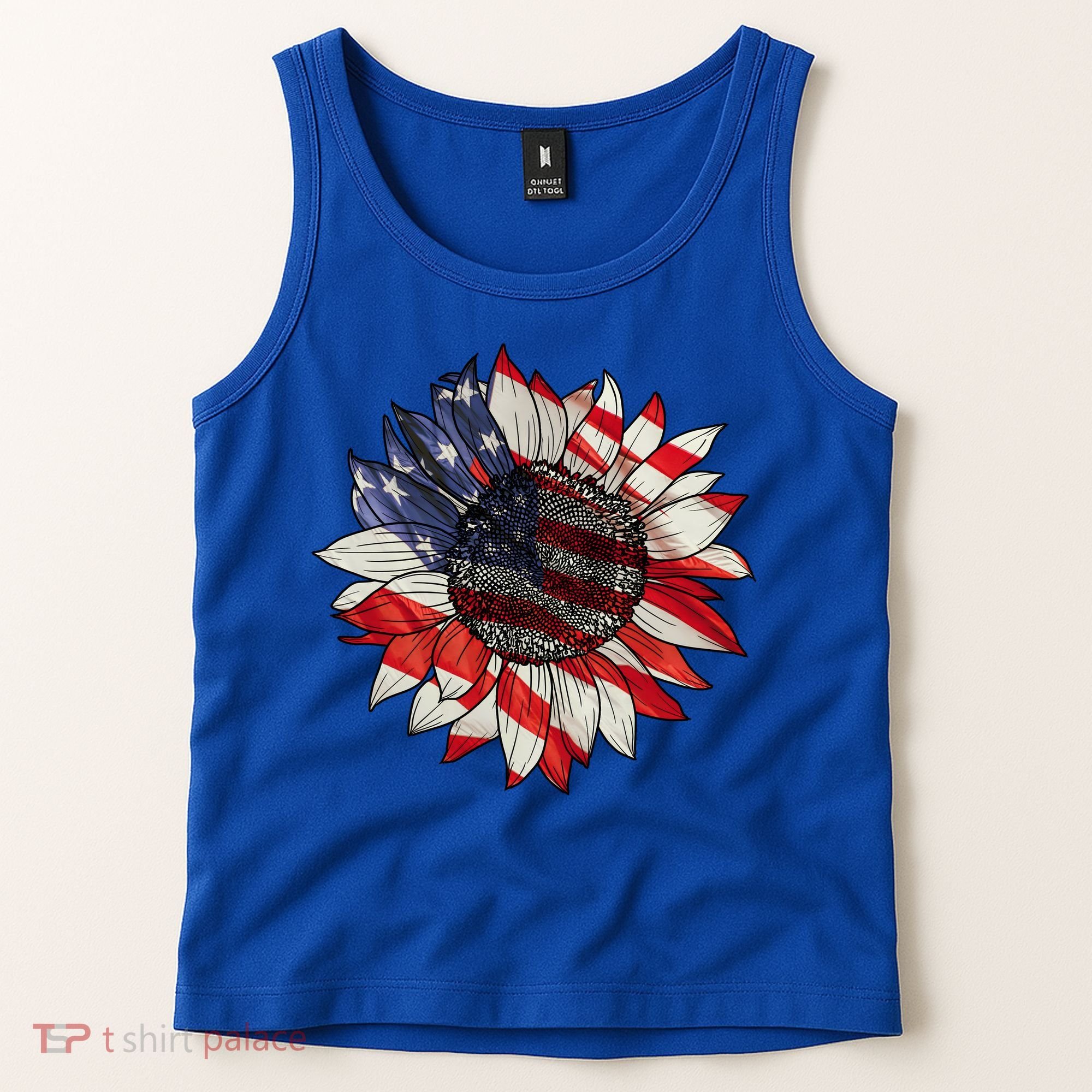 American Flag Sunflower 4th Of July Tank Top