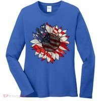American Flag Sunflower 4th Of July Women's Long Sleeve Shirt thumb 0
