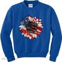 American Flag Sunflower 4th Of July Kids Sweatshirt thumb 0