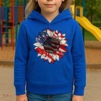 American Flag Sunflower 4th Of July Kids Hoodie thumb 3