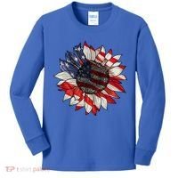 American Flag Sunflower 4th Of July Kids Long Sleeve Shirt thumb 0