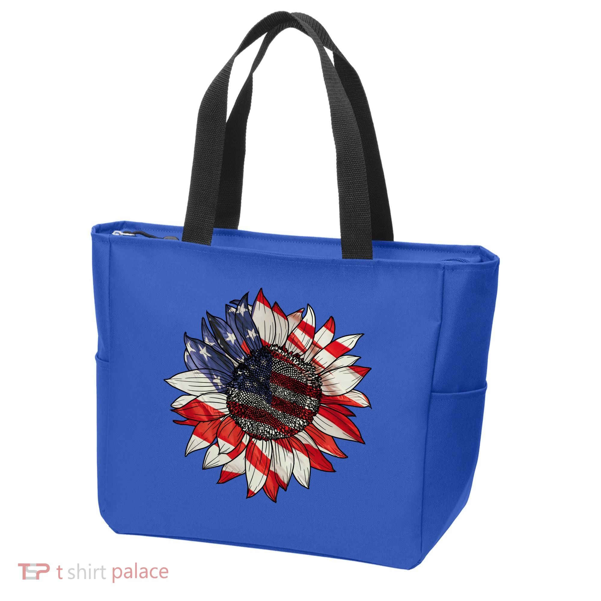 American Flag Sunflower 4th Of July Tote Bag