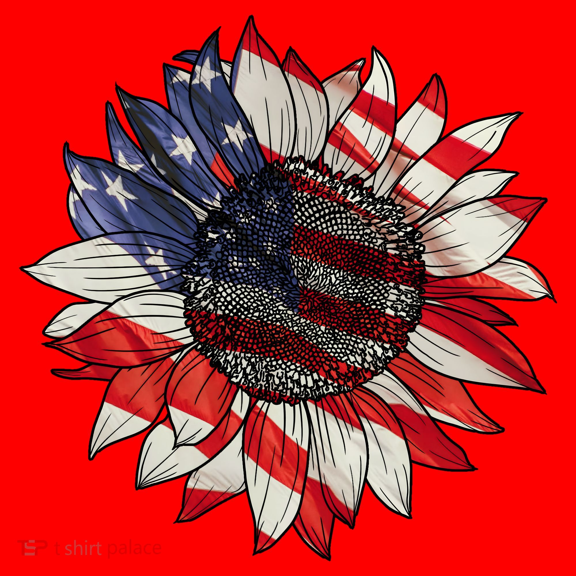 American Flag Sunflower 4th Of July Santa Hat