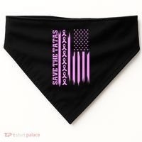 American Flag Save The Tatas USA-Made Doggie Bandana thumb 0