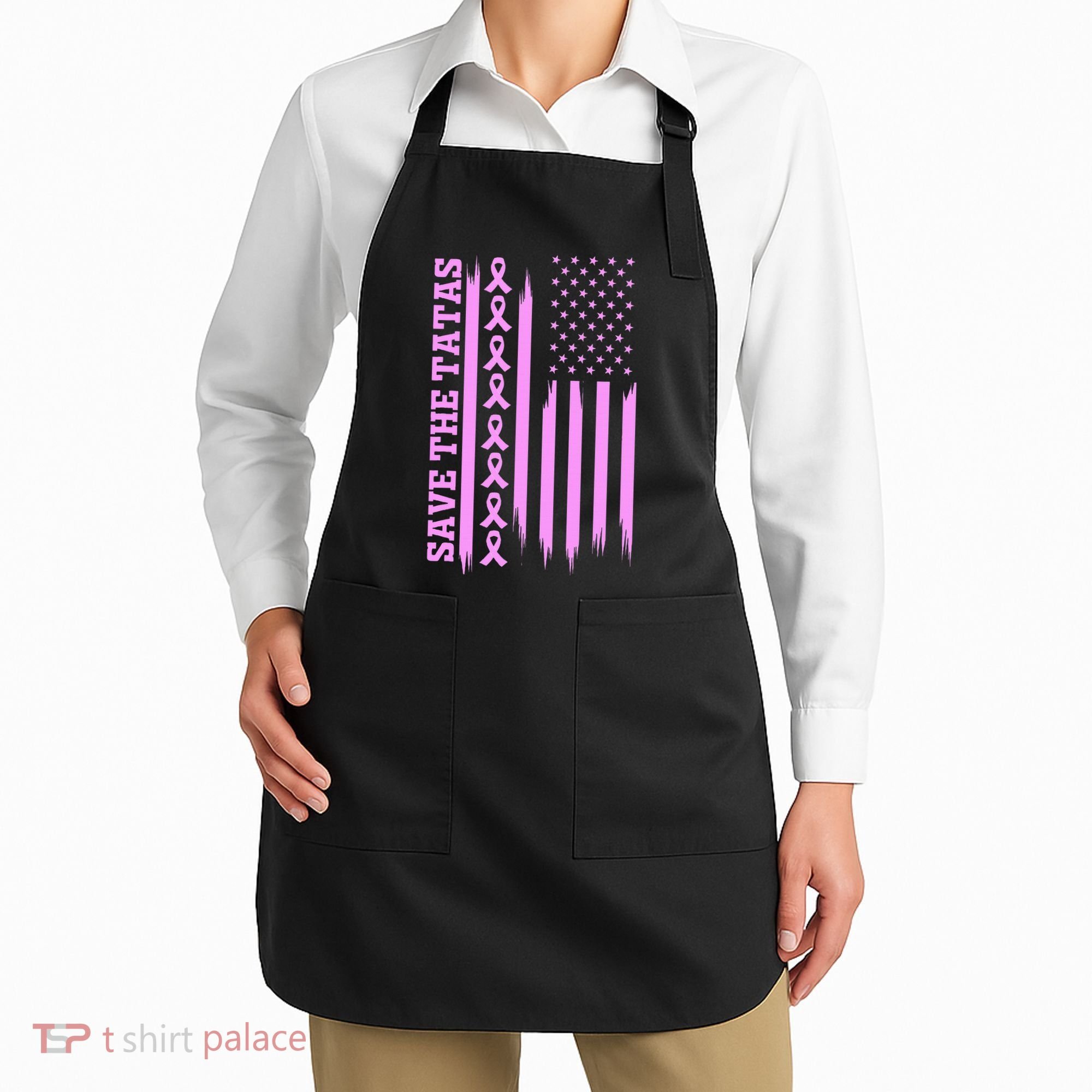 American Flag Save The Tatas Apron