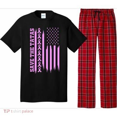 American Flag Save The Tatas Pajama Set