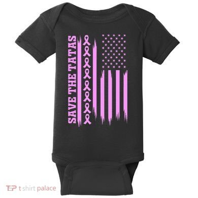 American Flag Save The Tatas Baby Bodysuit