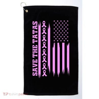 American Flag Save The Tatas Golf Towel