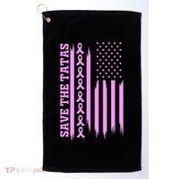 American Flag Save The Tatas Golf Towel thumb 0