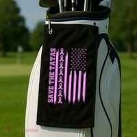 American Flag Save The Tatas Golf Towel thumb 2