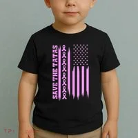 American Flag Save The Tatas Toddler T-Shirt thumb 2