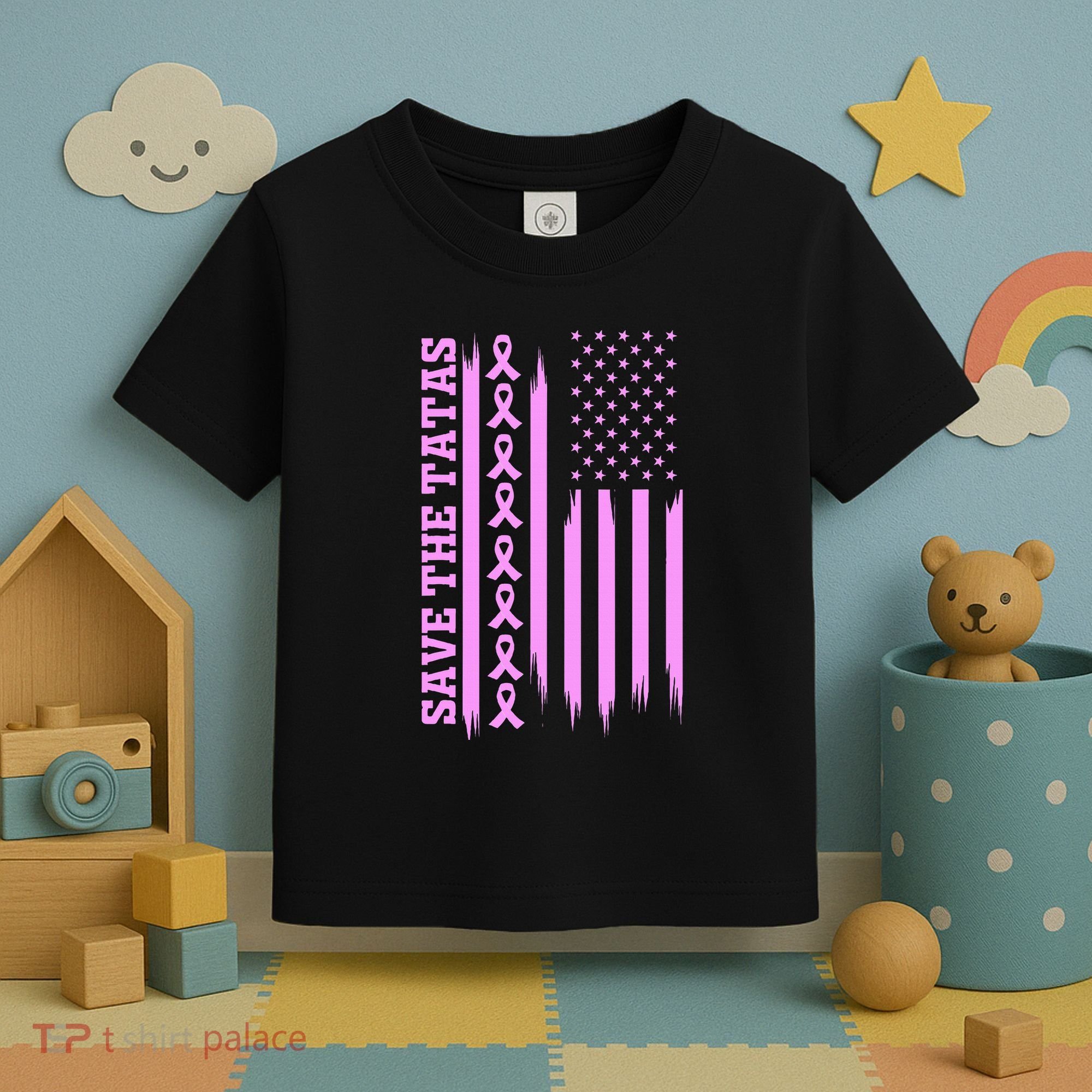 American Flag Save The Tatas Toddler T-Shirt